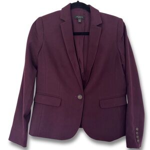 Ann Taylor Petite (2P) Burgundy One Button Blazer- Structured Office Style